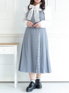 【WEB限定】チェック切替配色ジャンパースカート