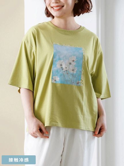 【接触冷感】転写刺繍Tシャツ（カットソー・プルオーバー）Re-J&supure（リジェイアンドスプル）  01