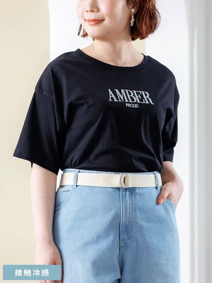 【接触冷感】AMBER刺繍Tシャツ（カットソー・プルオーバー）Re-J&supure（リジェイアンドスプル）  01