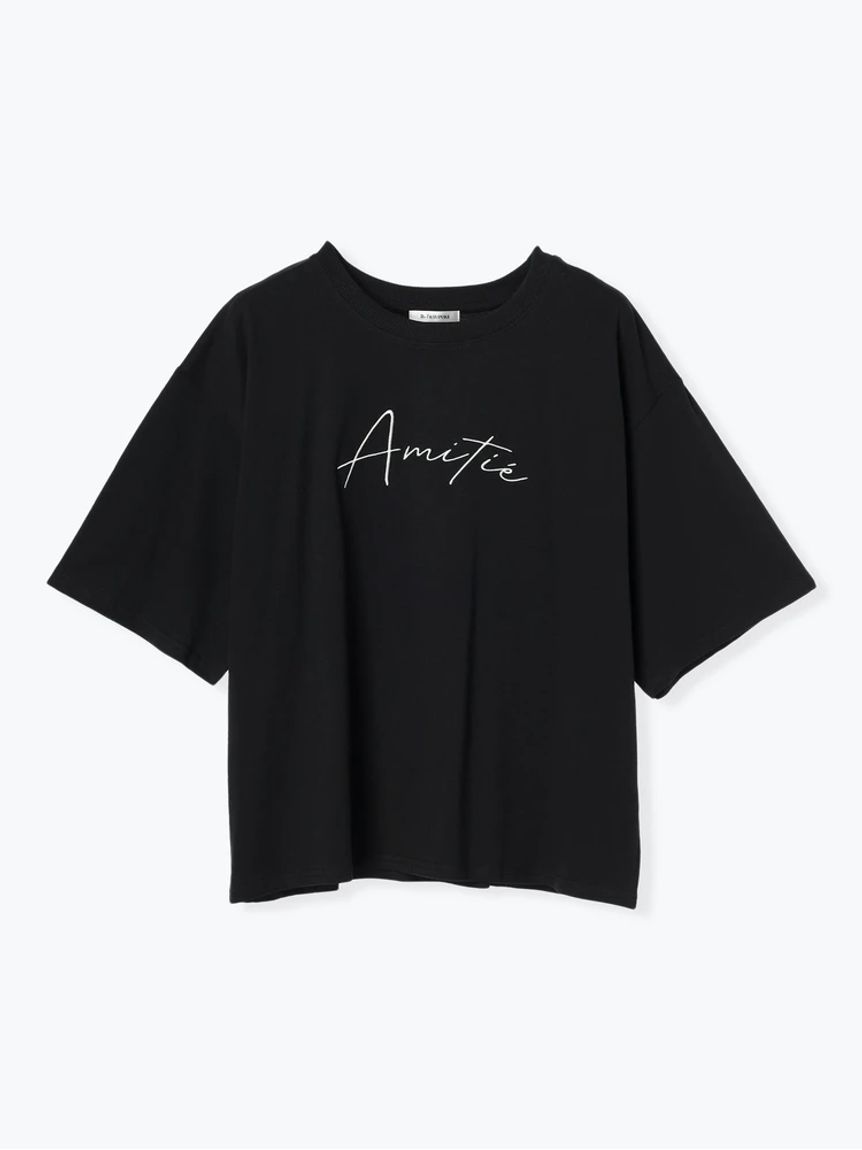 【Alinoma】【接触冷感】筆記体刺繍TシャツRe-J&supure(リジェイ 