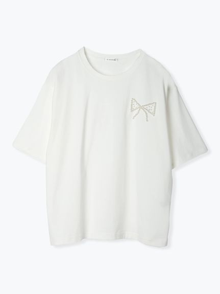 パールリボンモチーフ付きTシャツ（カットソー・プルオーバー）Re-J&supure（リジェイアンドスプル）  03