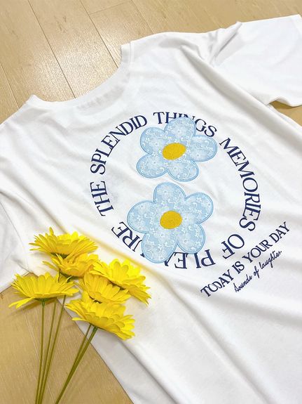 レースフラワー刺繍Tシャツ（カットソー・プルオーバー）Re-J&supure（リジェイアンドスプル）  02