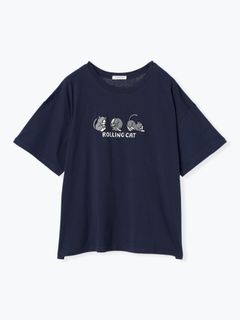 コロコロ猫刺繍Tシャツ
