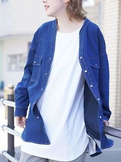 【のびデニ】オーバーシャツ / 大きいサイズ ハッピーマリリン