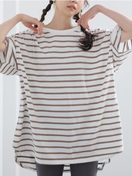 ＵＳＡコットン裾ラウンド五分袖Ｔシャツ / 大きいサイズ ハッピーマリリン（Tシャツ）A HAPPY MARILYN（ハッピーマリリン）  01