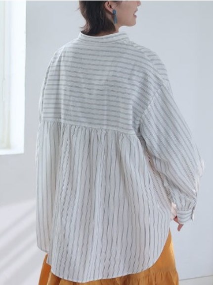 綿羽織に便利なバックフレアシャツ / 大きいサイズ ハッピーマリリン（シャツ・ブラウス）A HAPPY MARILYN（ハッピーマリリン）  01
