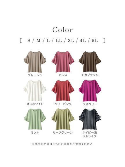 【４つの機能付】【動画】フリル袖Ｔシャツブラウス　大きいサイズ レディース（シャツ・ブラウス）Alotta（アロッタ）  24