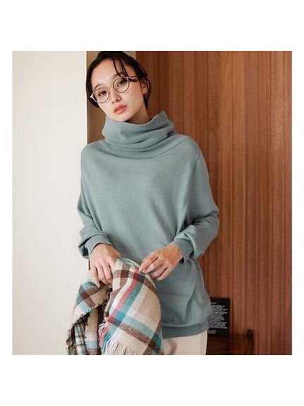 【L-4L】綿１００％タートルネックセーター　大きいサイズ レディース