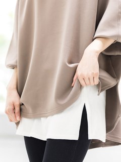 【L-5L】綿１００％レイヤード付け裾　大きいサイズ レディース