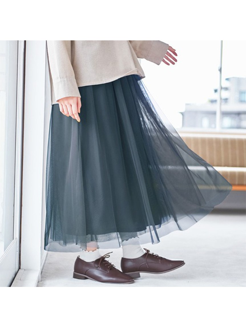 【Alinoma】ふんわりチュールスカート 大きいサイズ