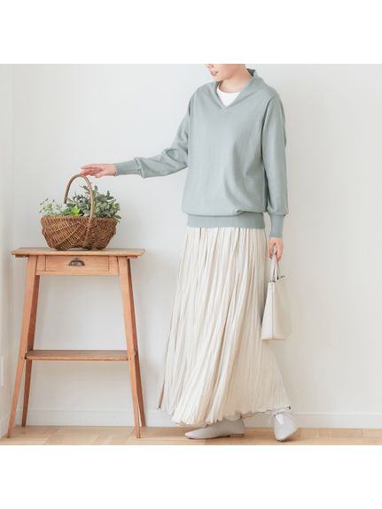 綿１００％カシュクール衿セーター　大きいサイズ レディース（ニット・セーター）Viola e Viola（ヴィオラエヴィオラ）  01