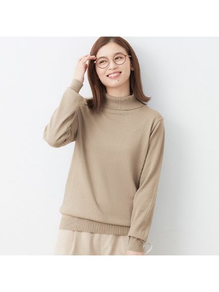 Alinoma】綿１００％リブハイネックセーター 大きいサイズ レディース 