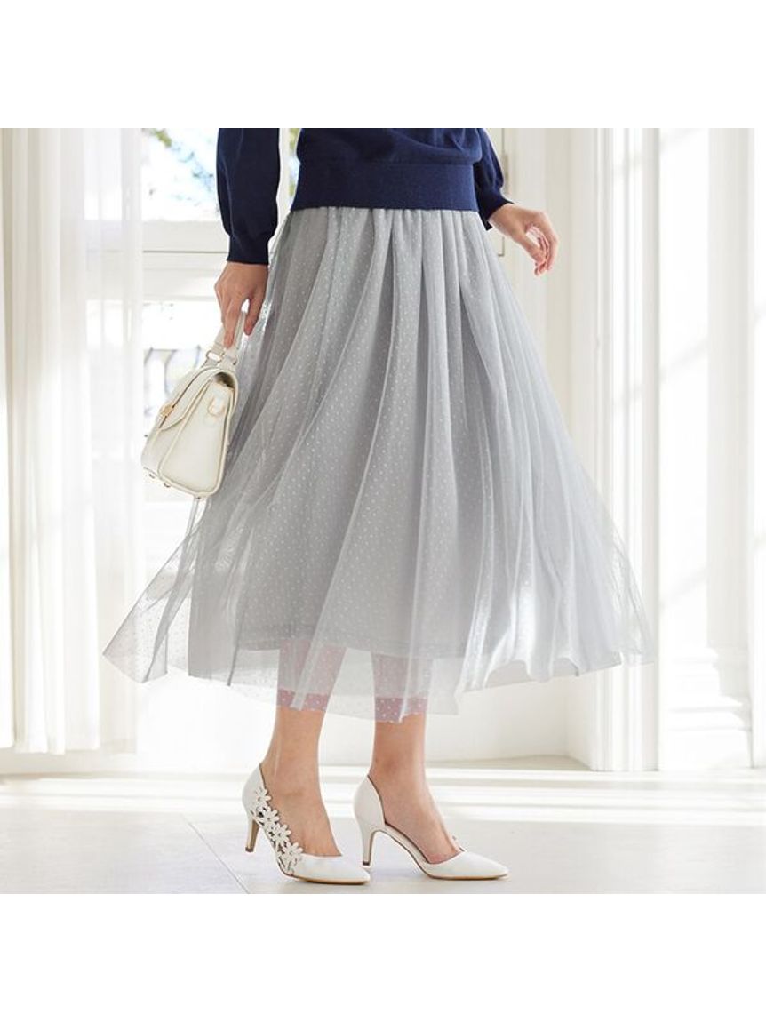 超特価お得新品 大きいサイズ ローズティアラ ゴム ドット柄チュールスカート スカート