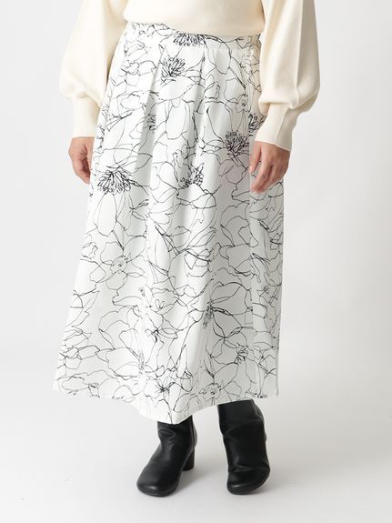 線画花柄タックフレアースカート　大きいサイズレディース（ひざ丈スカート）Alotta（アロッタ）  15