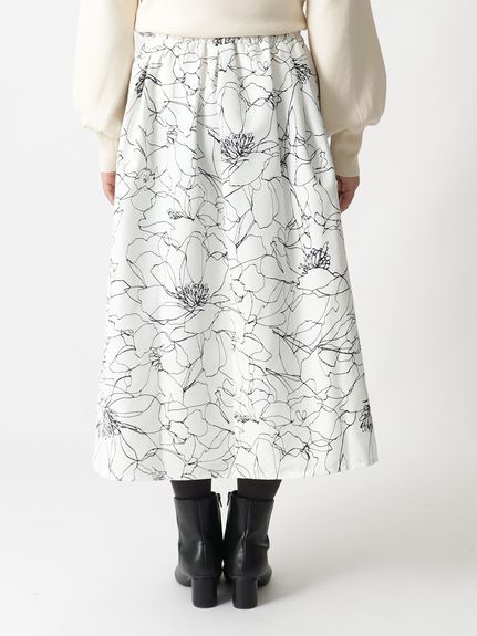 線画花柄タックフレアースカート　大きいサイズレディース（ひざ丈スカート）Alotta（アロッタ）  16