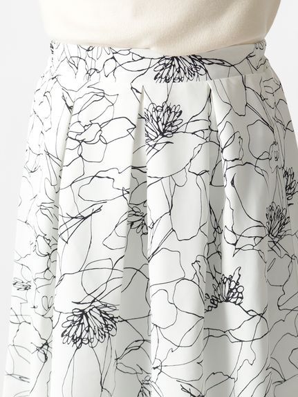 線画花柄タックフレアースカート　大きいサイズレディース（ひざ丈スカート）Alotta（アロッタ）  18