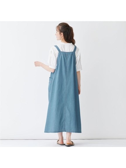 Alinoma】デニム素材エプロン風ジャンパースカート 大きいサイズ 