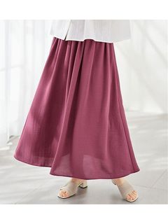 【接触冷感】リネン風ふんわりギャザースカート