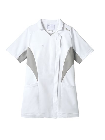チュニック / 半袖 ナースジャケット 白衣 ナース 医療 大きいサイズ 住商モンブラン CHM357（ナースウェア（チュニック・エプロン・予防衣））asics（アシックス）  01