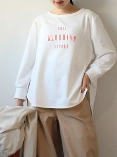 【新着】ミニ裏毛 プリントTシャツカットソー　大きいサイズレディース