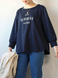 【新着】ミニ裏毛 プリントTシャツカットソー　大きいサイズレディース