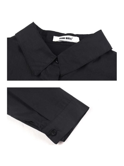シンプル 襟付き サイドスリット ロングシャツ チュニック トップス　大きいサイズ レディース（シャツ・ブラウス）sanmaru（サンマル）  19