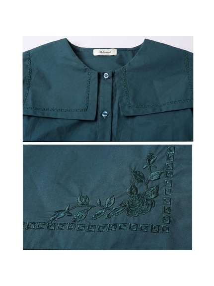 刺繍入り襟とパフ袖のシャツブラウスとベストのセットアップ　大きいサイズ レディース（シャツ・ブラウス）sanmaru（サンマル）  21