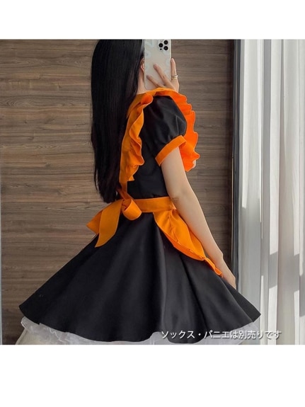 オレンジとブラックのハロウィンデザイン！メイドコスプレワンピースセット　大きいサイズ レディース（コスプレ）sanmaru（サンマル）  12