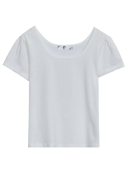夏コーデの必需品！深ラウンドネック 半袖 シンプルTシャツ　大きいサイズ レディース（Tシャツ）sanmaru（サンマル）  23