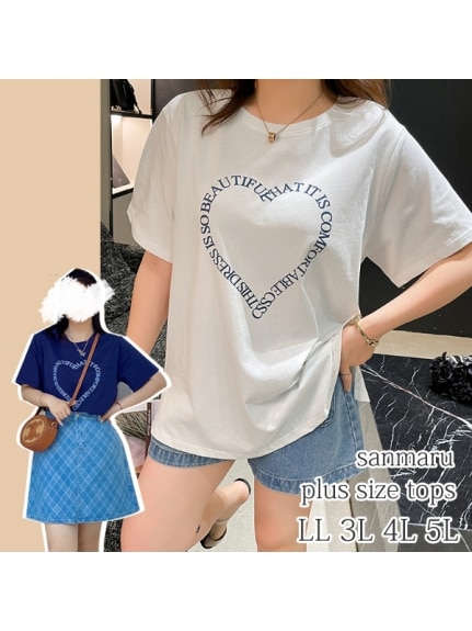 ロゴで作ったハートがおしゃれ！オトナ女子のビッグ半袖Tシャツ　大きいサイズ レディース（Tシャツ）sanmaru（サンマル）  06
