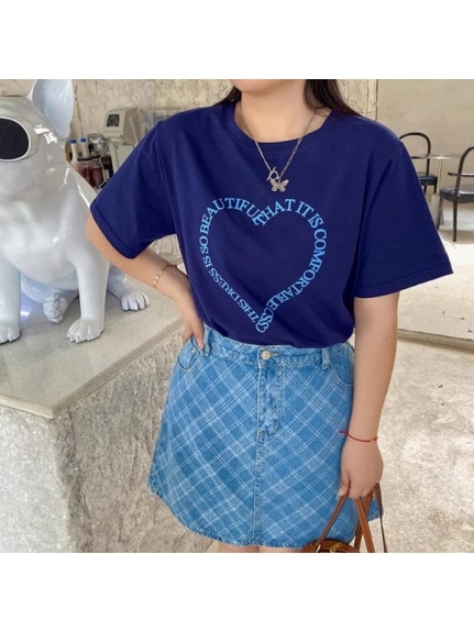 ロゴで作ったハートがおしゃれ！オトナ女子のビッグ半袖Tシャツ　大きいサイズ レディース（Tシャツ）sanmaru（サンマル）  16