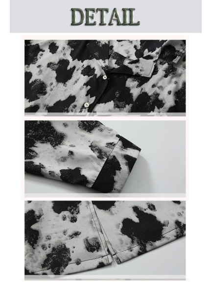 大きな豹紋プリントが個性的でモードなルーズフィット開襟シャツ　大きいサイズ レディース（シャツ・ブラウス）sanmaru（サンマル）  06