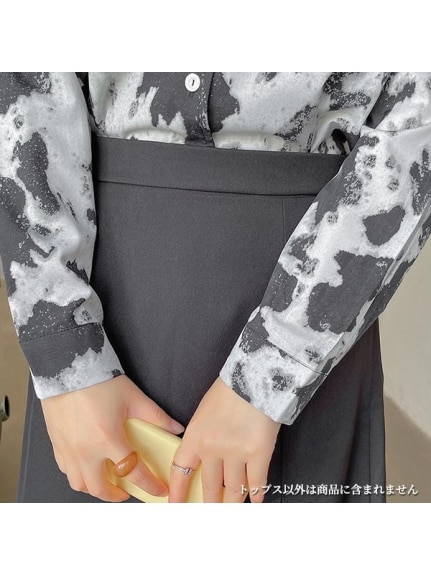 大きな豹紋プリントが個性的でモードなルーズフィット開襟シャツ　大きいサイズ レディース（シャツ・ブラウス）sanmaru（サンマル）  16