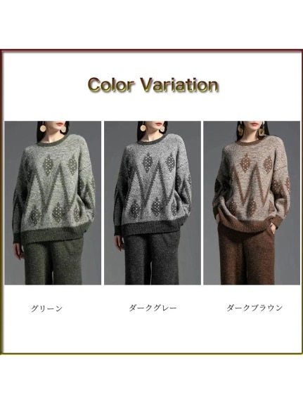 シェブロン風の模様編みがお洒落！ニット プルオーバーセーター　大きいサイズ レディース（ニット・セーター）sanmaru（サンマル）  05