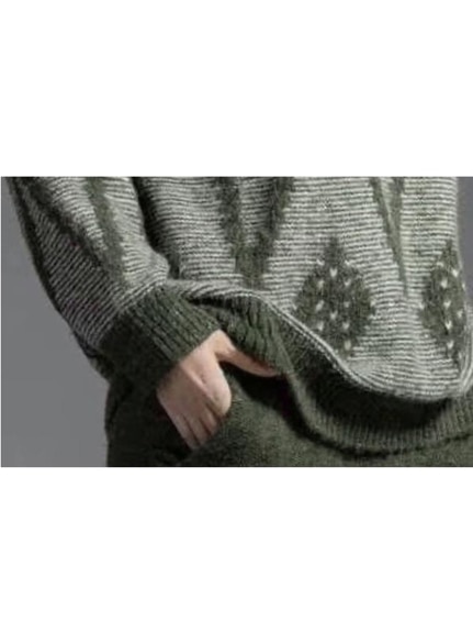 シェブロン風の模様編みがお洒落！ニット プルオーバーセーター　大きいサイズ レディース（ニット・セーター）sanmaru（サンマル）  14