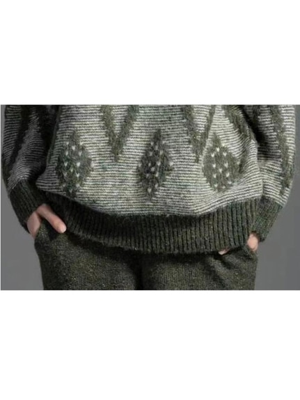 シェブロン風の模様編みがお洒落！ニット プルオーバーセーター　大きいサイズ レディース（ニット・セーター）sanmaru（サンマル）  15