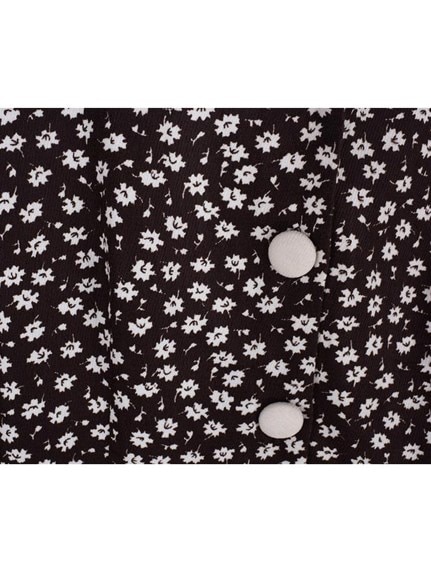 レトロな小花柄で襟と袖口がコントラストカラーのフレアワンピース　大きいサイズ レディース（ひざ丈ワンピース）sanmaru（サンマル）  16