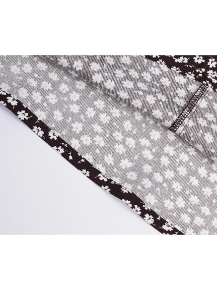 レトロな小花柄で襟と袖口がコントラストカラーのフレアワンピース　大きいサイズ レディース（ひざ丈ワンピース）sanmaru（サンマル）  19