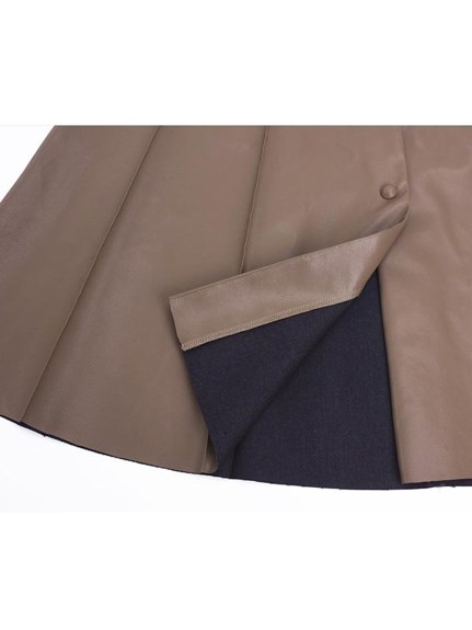 立体パターンが美しいPUレザーのミモレ丈Aラインスカート　大きいサイズ レディース（ひざ丈スカート）sanmaru（サンマル）  25