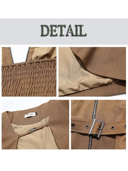 ボレロ風のジャケットとベルト付き肩紐ワンピースのスーツ　大きいサイズ レディース（スーツセット）sanmaru（サンマル）  05