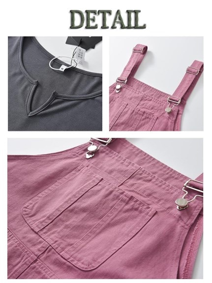 リブニット半袖Tシャツとジャンパースカートのセットアップ　大きいサイズ レディース（ジャンパースカート）sanmaru（サンマル）  05