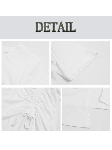 裾のドロストデザインがおしゃれなリブニット半袖カットソー　大きいサイズ レディース（カットソー・プルオーバー）sanmaru（サンマル）  19