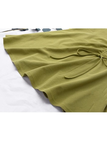 スカートのシャーリングデザインがおしゃれ！ひざ丈フレアワンピース　大きいサイズ レディース（ひざ丈ワンピース）sanmaru（サンマル）  17