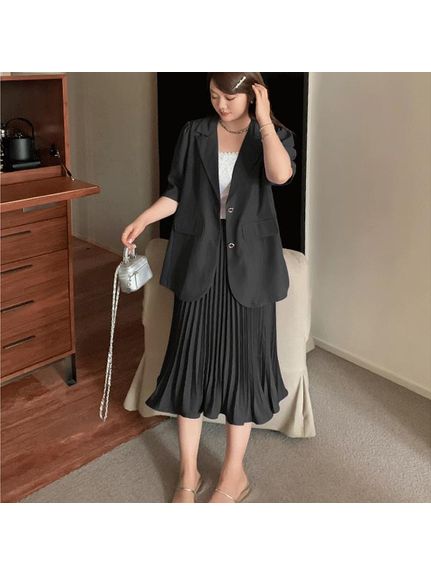 緩やかに裾が広がったエレガントなミモレ丈プリーツスカート　大きいサイズ レディース（スカート（単品））sanmaru（サンマル）  10