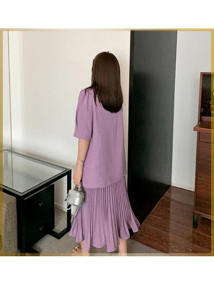 緩やかに裾が広がったエレガントなミモレ丈プリーツスカート　大きいサイズ レディース（スカート（単品））sanmaru（サンマル）  16