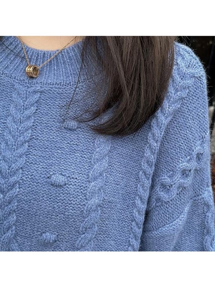 ワンピとしても着られる！模様編み ニットプルオーバー セーター　大きいサイズ レディース（ニット・セーター）sanmaru（サンマル）  08