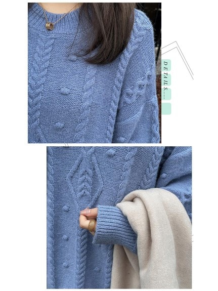 ワンピとしても着られる！模様編み ニットプルオーバー セーター　大きいサイズ レディース（ニット・セーター）sanmaru（サンマル）  09
