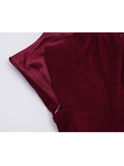 縦縞織の光沢のあるベルベットでドレープが綺麗なジャンパースカート　大きいサイズ レディース（ジャンパースカート）sanmaru（サンマル）  16