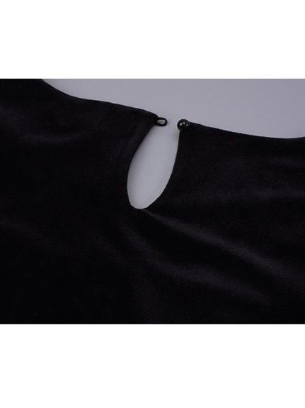 エメラルドボタンと銀糸入りブラックレースのエレガントワンピース　大きいサイズ レディース（ロング・マキシ丈ワンピース）sanmaru（サンマル）  15