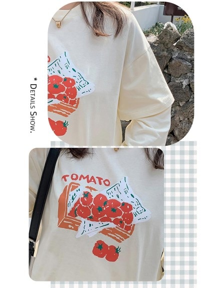 トマトイラストプリント半袖Tシャツ重ね着風プルオーバー　大きいサイズ レディース（カットソー・プルオーバー）sanmaru（サンマル）  04